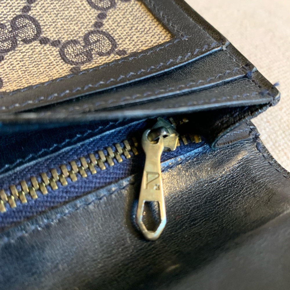 Vintage Gucci GG monogram Navy Sherry Line Wallet - Picture 5 of 12